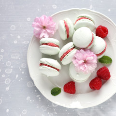 Macarons with raspberry filling
