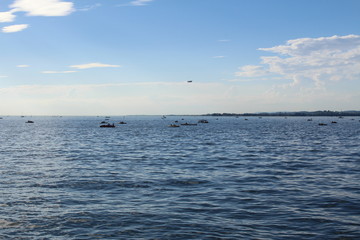 Obraz premium A view of Lake Constance (Bodensee), taken on August 2016 from Bregenz, Austria.