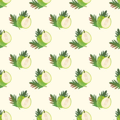 Seamless background image colorful watercolor texture tropical fruit breadfruit