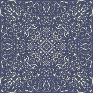 Elegant square blue abstract pattern.