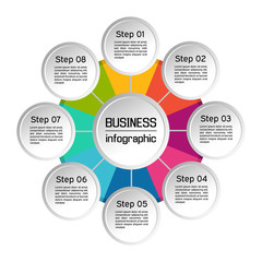 Vector circle infographic. Business diagrams, presentations and charts. Background.