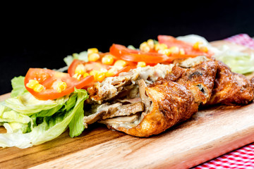 omelet with ham tomato and green salad