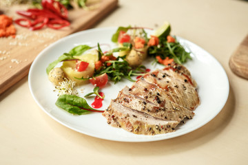 Cooked meal fresh isolated on table indoors
