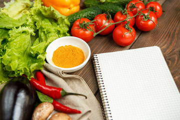 Vegetables fresh isolated on table indoors