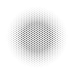 Abstract halftone gradient background circle of squares in hexagonal arrangement. Simple stylish modern design vector element in black and white.