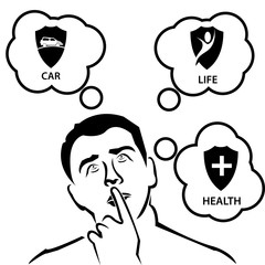 People think about insurance options.  insurance options  illustration