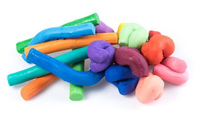 Colorful clay isolated on white background