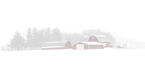 red barn in snow - 162929752