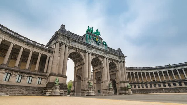 Timelapse at Arcade du Cinquantenaire of Brussels (Arc de Triomphe), Brussels, Belgium, 4K Time Lapse