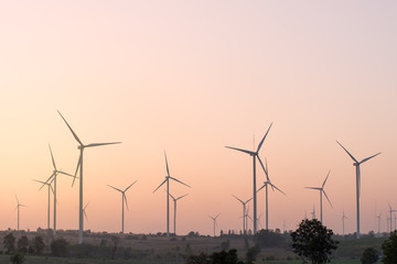 Wind turbine renewable energy at sunset