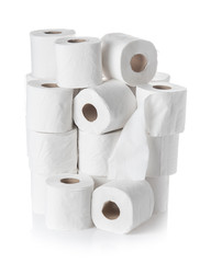 rolls of toilet paper isolated on white