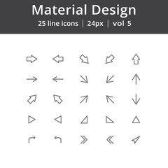 Material Design Arrows Line Icons