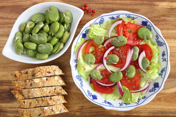 Salad with broad bean.