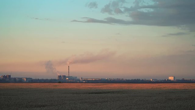 Thermal Power Plant Near Field in the Evening