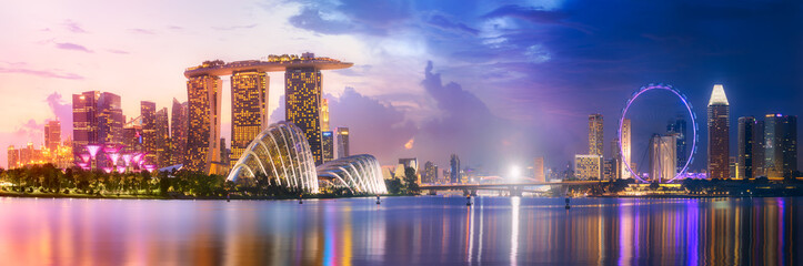 Singapore skyline background - obrazy, fototapety, plakaty