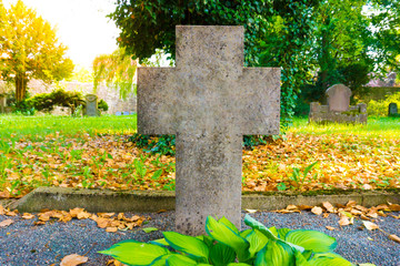 Old european monument in the cemetery