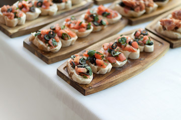 Delicious variety of mediterranean dishes. Antipasti appetizing snacks set.