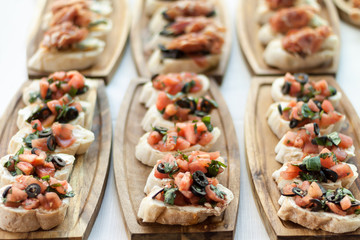 Delicious variety of mediterranean dishes. Antipasti appetizing snacks set.