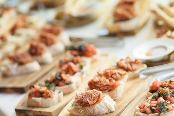 Delicious variety of mediterranean dishes. Antipasti appetizing snacks set.