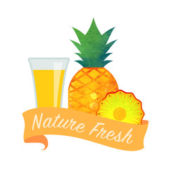 Colorful watercolor texture vector nature organic fresh fruit juice banner pineapple