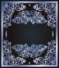 Silver frame VIP card, vector illustration