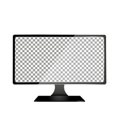 Realistic Computer with Transparent Wallpaper Screen Isolated. Set of Device Mockup Separate Groups and Layers. Easily Editable