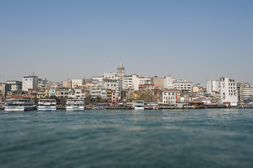 Obraz premium The building, city, transpotation, logistic and Bosphorus strait in Istanbul, Turkey.