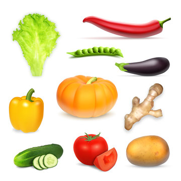 Set of realistic vegetables