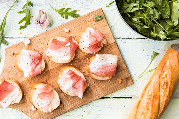 Sandwiches with bacon, spices