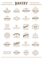 Set of Vector Bakery Pastry Elements and Bread Icons Illustration can be used as Logo or Icon in premium quality