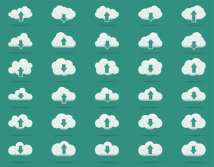 Cloud line icons Set, Solid vector illustration, linear pictogram