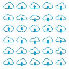 Cloud line icons Set, outline vector illustration, linear pictogram