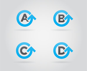 Set of Circle Arrow Logo Icon Design with Letter. Template Element in Vector.