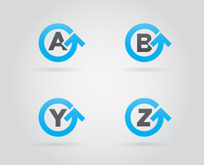 Set of Circle Arrow Logo Icon Design with Letter. Template Element in Vector.