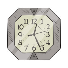 Vector Color Sketch of Clock