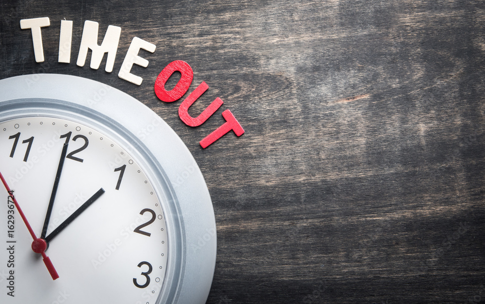 Fototapete wall clock and wording 