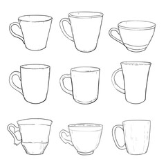 Vector sketch set of cups