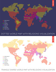 Set of Vector Flat Maps of the World. Infographic. Map Data.