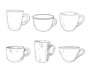 Vector sketch set of cups