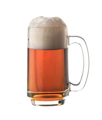 glass of dark beer on white background