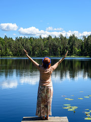 Fototapeta na wymiar young woman enjoying nature
