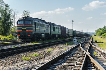 Fototapeta na wymiar Freight trains on the track.