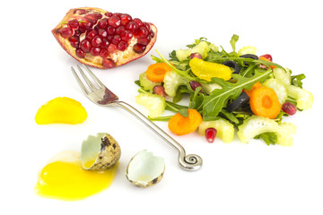 Vegetarian diet salad with celery and arugula. 