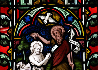 Obraz na płótnie Canvas Baptism of Jesus (stained glass)