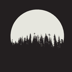 forest silhouette on moon background - 162940714