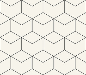 seamless geometric line grid vector hexagon pattern