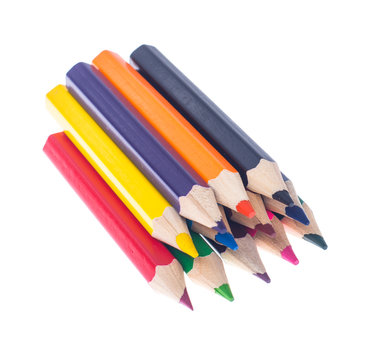 Set of colored pencils on white background for professional or s