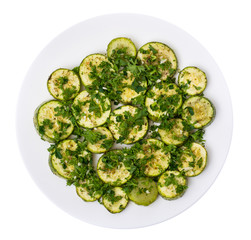 Vegetarian food: Grilled zucchini with herbs