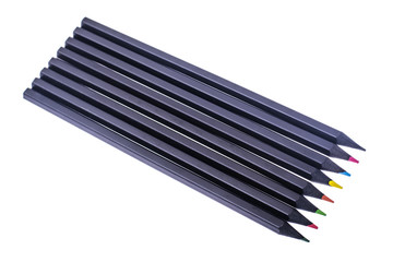 Set of beautiful black colored pencils on White background.