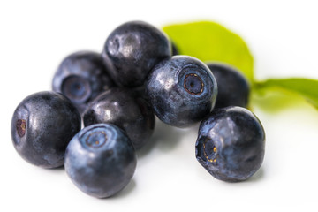 Stack of blueberries isolated on white with clipping path